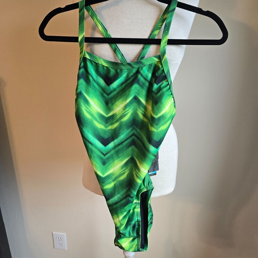 SPEEDO  PERFORMANCE Train 2 SWIMSUIT GREEN SIZE 36 NEW